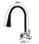 Torneira Gourmet de Parede Preta Flexível Duplo Jato para Cozinha