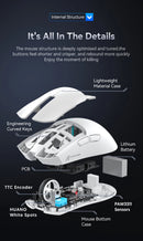 Mouse Gamer Attack Shark X11 Wireless Tri-Mode RGB 22000 DPI Sensor PAW3311 com Dock Magnético