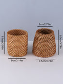 Porta Canetas em Bambu Estilo Rattan Organizador de Mesa Resistente e Impermeável