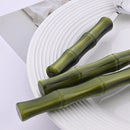 Kit Talheres 3 Peças em Aço Inox 304 com Cabo Estilo Bambu Verde Garfo Faca e Colher