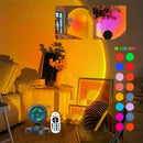 Luminária Projetor Pôr do Sol LED 16 Cores com Controle Remoto USB Luz Ambiente Decorativa