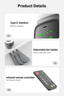 Ventilador de Teto Portátil 12000mAh com Controle Remoto Luz LED para Camping e Barraca