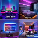 Fita LED RGB 5m 10m 20m 30m com Controle por App Luz Ambiente para Quarto Sala Decoração