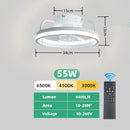 Ventilador de Teto 55W com Luz LED Dimerizável Controle Remoto Silencioso Moderno 34cm
