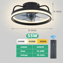Ventilador de Teto 55W com Luz LED Dimerizável Controle Remoto Silencioso Moderno 34cm