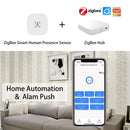 Sensor de Presença Humana ZigBee WiFi MmWave Tuya Smart com Detecção de Movimento, Luz e Distância