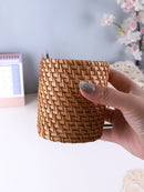 Porta Canetas em Bambu Estilo Rattan Organizador de Mesa Resistente e Impermeável