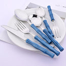 Kit Talheres 3 Peças em Aço Inox 304 com Cabo Estilo Bambu Verde Garfo Faca e Colher
