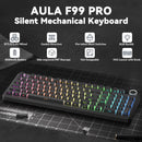 Teclado Mecânico AULA F99Pro RGB Wireless Hot-Swap Gasket Low Noise com Knob Multimídia
