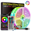 Fita LED RGB 5m 10m 20m 30m com Controle por App Luz Ambiente para Quarto Sala Decoração