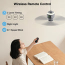 Ventilador de Teto Portátil 12000mAh com Controle Remoto Luz LED para Camping e Barraca