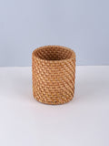 Porta Canetas em Bambu Estilo Rattan Organizador de Mesa Resistente e Impermeável