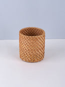 Porta Canetas em Bambu Estilo Rattan Organizador de Mesa Resistente e Impermeável