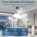 Ventilador de Teto com Lâmpada LED E27 2 em 1 com Controle Remoto 3 Velocidades Luz Ajustável