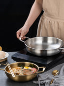 Panela Caçarola em Aço Inox com Cabo Multiuso para Arroz Frutos do Mar Molhos e Petiscos