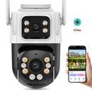 Câmera de Segurança WiFi Externa PTZ 3MP Dual Lens com Rastreamento Automático Visão Noturna e Áudio Bidirecional