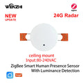 Sensor de Presença Humana ZigBee WiFi MmWave Tuya Smart com Detecção de Movimento, Luz e Distância