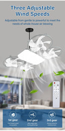 Ventilador de Teto com Lâmpada LED E27 2 em 1 com Controle Remoto 3 Velocidades Luz Ajustável