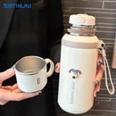 Garrafa Térmica JUSTINLAU 600ml ou 800ml em Aço Inox com Infusor e Alça