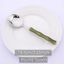 Kit Talheres 3 Peças em Aço Inox 304 com Cabo Estilo Bambu Verde Garfo Faca e Colher