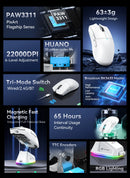 Mouse Gamer Attack Shark X11 Wireless Tri-Mode RGB 22000 DPI Sensor PAW3311 com Dock Magnético