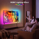Fita LED RGBIC para TV 55–75" com Câmera Controle App Sync Música Luz Ambiente Gamer