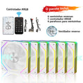 Cooler Fan 120mm ARGB Wovibo Infinity Mirror PWM 4Pin 5V 3Pin Silencioso para PC
