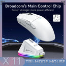 Mouse Gamer Attack Shark X11 Wireless Tri-Mode RGB 22000 DPI Sensor PAW3311 com Dock Magnético