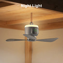 Ventilador de Teto Portátil 12000mAh com Controle Remoto Luz LED para Camping e Barraca