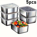 Kit 5 Potes em Aço Inox para Alimentos com Tampa Hermética Marmitas BPA Free