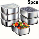 Kit 5 Potes em Aço Inox para Alimentos com Tampa Hermética Marmitas BPA Free