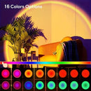 Luminária Projetor Pôr do Sol LED 16 Cores com Controle Remoto USB Luz Ambiente Decorativa
