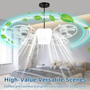 Ventilador de Teto com Lâmpada LED E27 2 em 1 com Controle Remoto 3 Velocidades Luz Ajustável